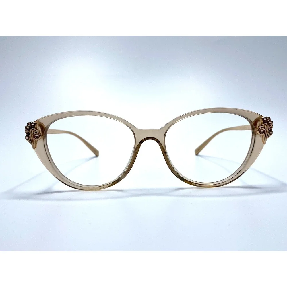 Versace Tan Clear Rose Gold Cat Eye Eyeglasses Italy MOD.3262-B 5215 52 16 140